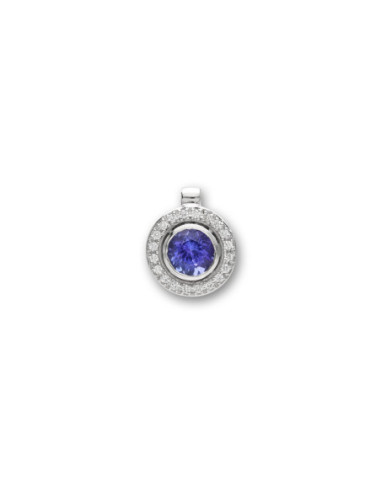 Colgante Oro Blanco, Tanzanita Y Diamantes