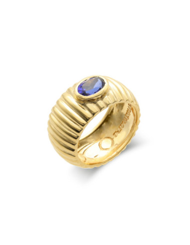 Anillo Plata Chapada Y Piedra Azul