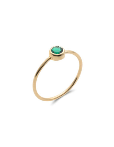 Anillo Oro Amarillo Y Esmeralda