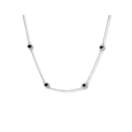 Gargantilla Oro Blanco Y Ónix. Género: Mujer. Material: Oro blanco. Piedras: Onix