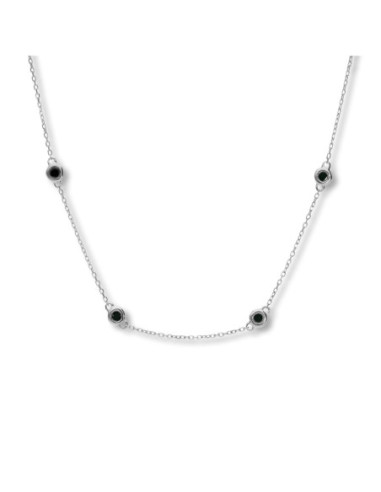 Gargantilla Oro Blanco Y Ónix