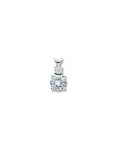 Colgante Oro Blanco, Aguamarina Y Diamante