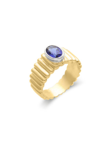 Anillo Plata Chapada Con Piedra Azul