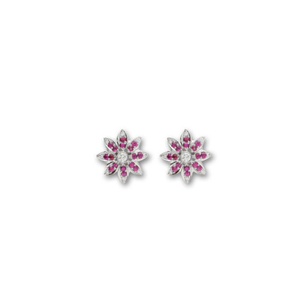 Pendientes Oro Blanco, Rubíes Y Diamantes. Género: Mujer. Material: Oro blanco. Piedras: Rubies,Diamantes