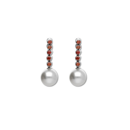 Pendientes Oro Blanco, Diamantes Y Perlas. Género: Mujer. Material: Oro blanco. Piedras: Diamantes,Perlas