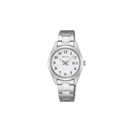 Reloj Seiko Neo Classic SUR465P1. Género: Mujer. Material: Acero. Tamaño: Menos de 32mm. Correa: Acero. Color esfera: Blanco. Estilo: Clásico. Movimiento: Cuarzo. Características técnicas: Hora y segundero,Calendario