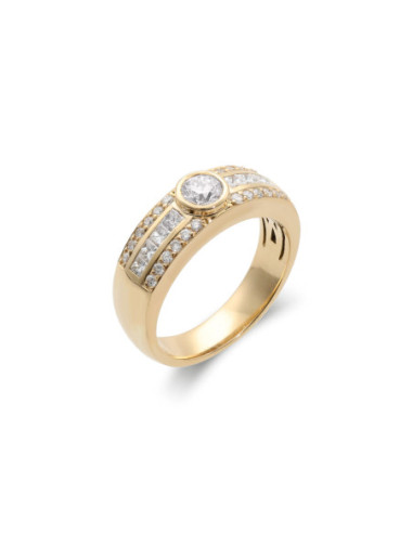 Anillo Oro Amarillo Y Diamantes