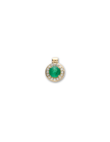 Colgante Oro Amarillo, Esmeralda Y Diamantes
