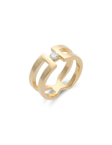 Anillo-Solitario Oro Amarillo Y Diamante
