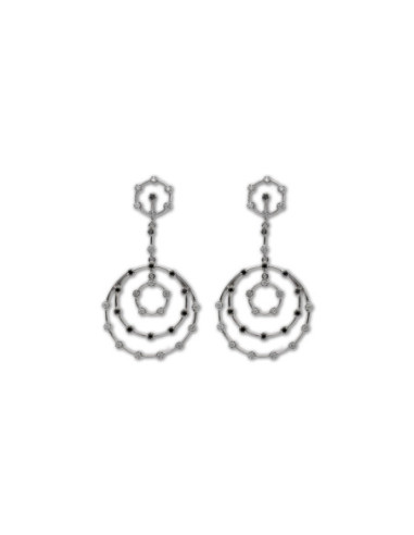 Pendientes Oro Blanco Diamantes Negros y Blancos