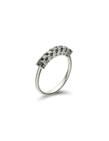 Anillo Oro Blanco Y Diamantes Negros