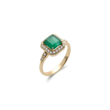 Anillo Oro Amarillo, Esmeralda Y Diamantes. Género: Mujer. Material: Oro amarillo. Piedras: Diamantes,Esmeraldas