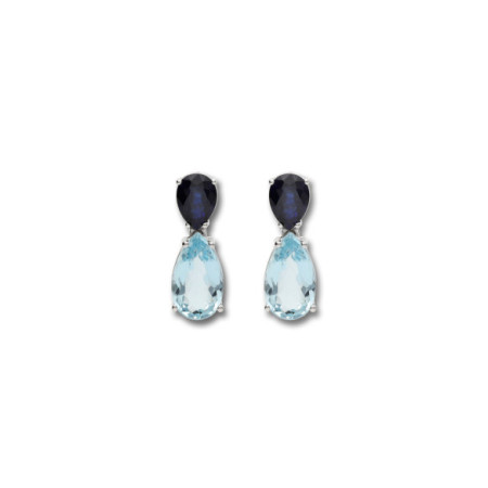 Pendientes Oro Blanco, Zafiro Y Aguamarina. Género: Mujer. Material: Oro blanco. Piedras: Zafiros,Aguamarinas