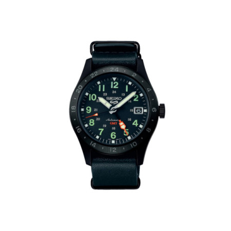 Reloj Seiko 5 Sports Field Street Style SSK025K1. Género: Hombre. Material: Acero. Tamaño: De 39mm a 42mm. Correa: Piel. Color esfera: Negro. Estilo: Deportivo. Movimiento: Automático. Características técnicas: Hora y segundero,Calendario,Reserva de marcha
