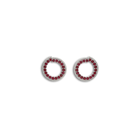 Pendientes Oro Blanco, Rubíes Y Diamantes. Género: Mujer. Material: Oro blanco. Piedras: Diamantes,Rubies