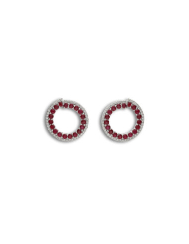 Pendientes Oro Blanco, Rubíes Y Diamantes