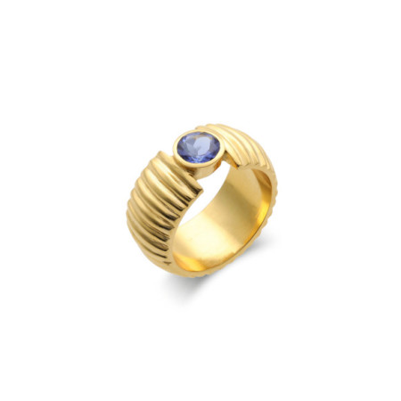 Anillo Plata Chapada Y Piedra Azul. Género: Mujer. Material: Plata chapada. Piedras: Otras gemas