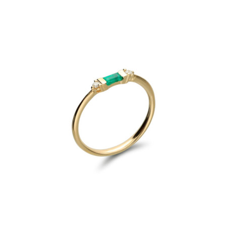 Anillo Oro Amarillo, Esmeralda Y Diamantes. Género: Mujer. Material: Oro amarillo. Piedras: Diamantes,Esmeraldas