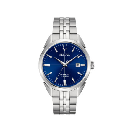 Reloj Bulova Surveyor Mecha Classic 96B425. Género: Hombre. Material: Acero. Tamaño: De 39mm a 42mm. Correa: Acero. Color esfera: Azul. Estilo: Clásico. Movimiento: Automático. Características técnicas: Hora y segundero,Calendario