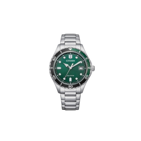 Reloj Citizen Marine 1821 AW1828-80X. Género: Hombre. Material: Acero. Tamaño: De 32mm a 38mm. Correa: Acero. Color esfera: Verde. Estilo: Casual. Movimiento: Eco Drive. Características técnicas: Hora y segundero,Calendario,Reserva de marcha