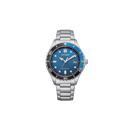 Reloj Citizen Sporty Aqua AW1821-89L. Género: Mujer,Hombre. Material: Acero. Tamaño: De 32mm a 38mm. Correa: Acero. Color esfera: Azul. Estilo: Casual,Deportivo. Movimiento: Eco Drive. Características técnicas: Hora y segundero,Calendario,Reserva de marcha