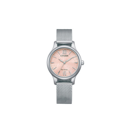 Reloj Citizen Lady EM0899-81X. Género: Mujer. Material: Acero. Tamaño: Menos de 32mm. Correa: Acero. Color esfera: Beige. Estilo: Clásico,Cocktail. Movimiento: Eco Drive. Características técnicas: Hora y segundero,Reserva de marcha