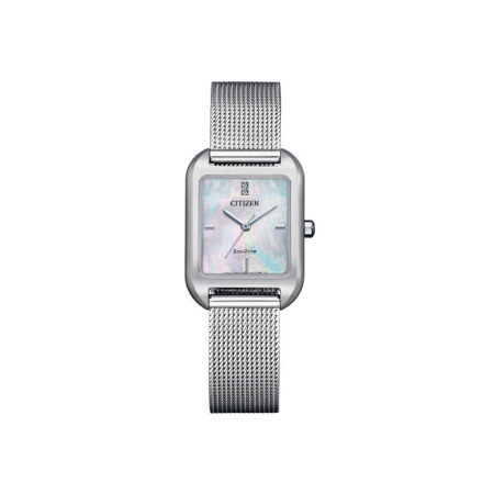 Reloj Citizen Lady EM0491-81D. Género: Mujer. Material: Acero. Tamaño: Menos de 32mm. Correa: Acero. Color esfera: Blanco. Estilo: Clásico. Movimiento: Eco Drive. Características técnicas: Hora y segundero,Reserva de marcha
