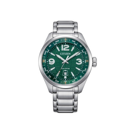 Reloj Citizen Pilot Traveler Eco Drive AW1830-88X. Género: Hombre. Material: Acero. Tamaño: De 39mm a 42mm. Correa: Acero. Color esfera: Verde. Estilo: Casual. Movimiento: Eco Drive. Características técnicas: Hora y segundero,Calendario,Reserva de marcha