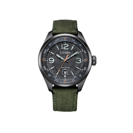 Reloj Citizen Pilot Traveler Eco Drive AW1837-11H. Género: Hombre. Material: Acero. Tamaño: De 39mm a 42mm. Correa: Nato. Color esfera: Gris. Estilo: Casual. Movimiento: Eco Drive. Características técnicas: Hora y segundero,Calendario,Reserva de marcha
