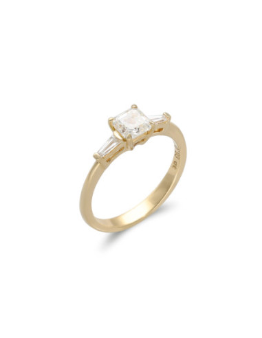 Anillo Oro Amarillo Y Diamantes