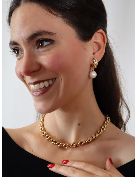 Pendientes Oro Amarillo, Diamantes Y Perla Australiana