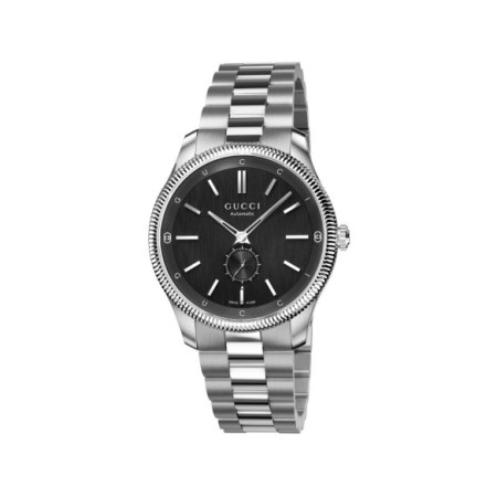 Reloj Gucci G-Timeless YA126388. Género: Hombre. Material: Acero. Tamaño: De 39mm a 42mm. Correa: Acero. Color esfera: Negro. Estilo: Cocktail,Casual. Movimiento: Automático. Características técnicas: Hora y segundero,Reserva de marcha