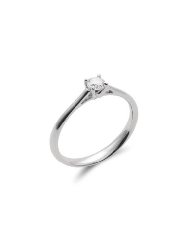 Anillo-Solitario Oro Blanco Y Diamante