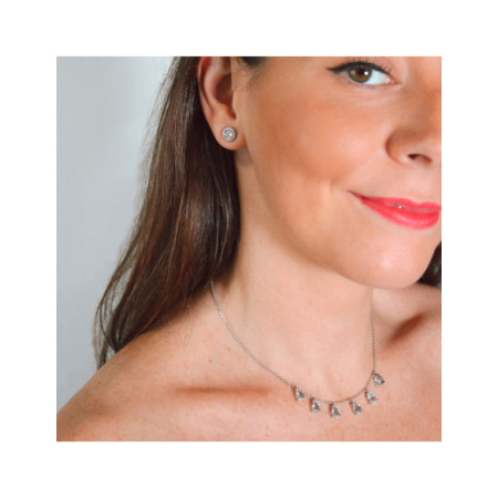Gargantilla Oro Blanco Y Aguamarinas. Género: Mujer. Material: Oro blanco. Piedras: Aguamarinas