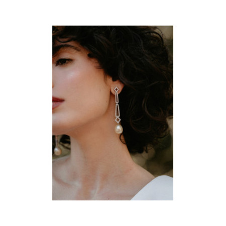 Pendientes Oro Blanco, Diamantes Y Perlas Australianas. Género: Mujer. Material: Oro blanco. Piedras: Diamantes,Perlas