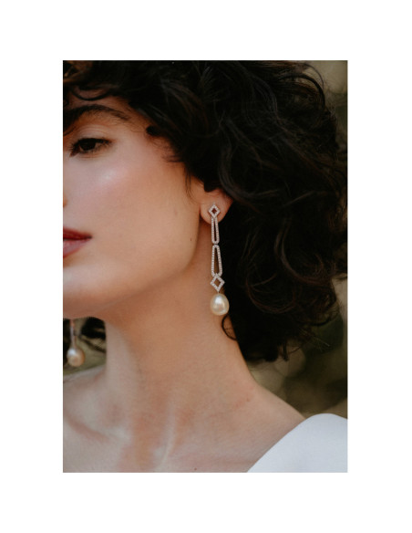 Pendientes Oro Blanco, Diamantes Y Perlas Australianas