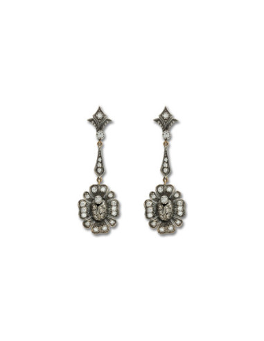 Pendientes Plata Y Oro Con Diamantes