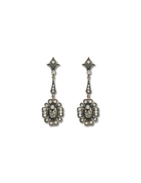 Pendientes Plata Y Oro Con Diamantes