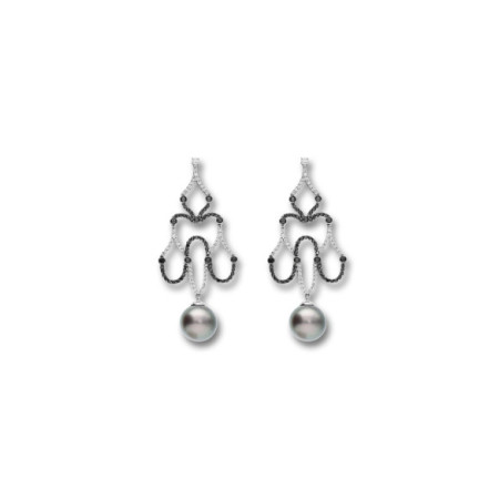 Pendientes Oro Blanco, Diamantes Y Perla. Género: Mujer. Material: Oro blanco. Piedras: Diamantes,Perlas