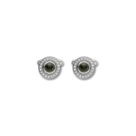 Gemelos Oro Blanco, Turmalina Y Diamantes. Género: Hombre. Material: Oro blanco. Piedras: Diamantes,Turmalinas