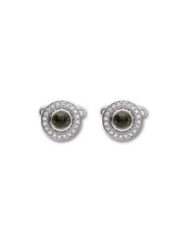 Gemelos Oro Blanco, Turmalina Y Diamantes