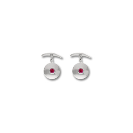 Gemelos Plata Y Piedra Rosa. Género: Hombre. Material: Plata. Piedras: Rubies