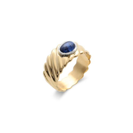 Anillo Oro Amarillo-Blanco Y Zafiro. Género: Mujer. Material: Oro amarillo. Piedras: Zafiros