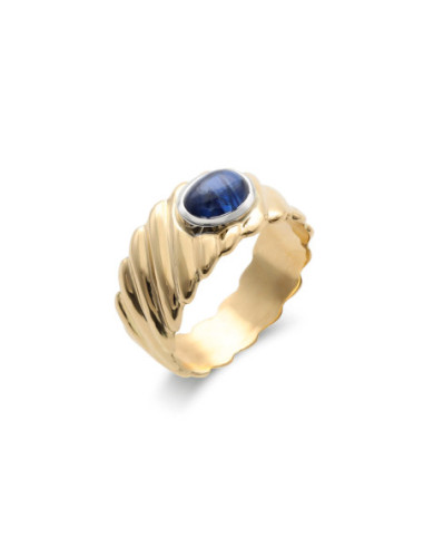 Anillo Oro Amarillo-Blanco Y Zafiro