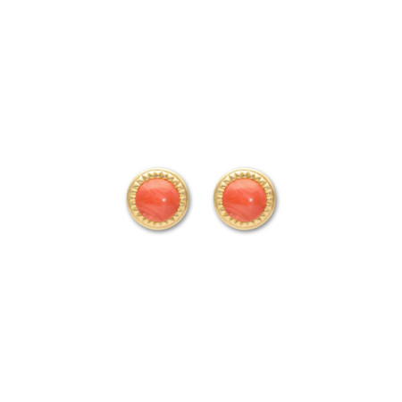 Pendientes Oro Amarillo Y Coral. Género: Mujer. Material: Oro amarillo. Piedras: Coral