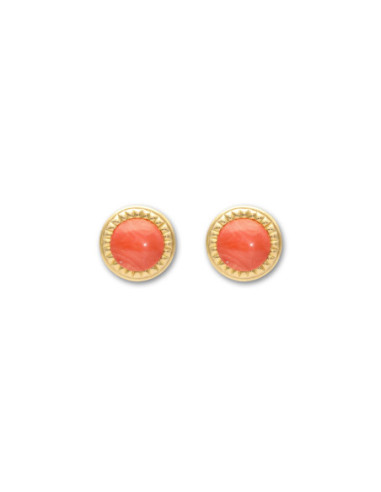 Pendientes Oro Amarillo Y Coral