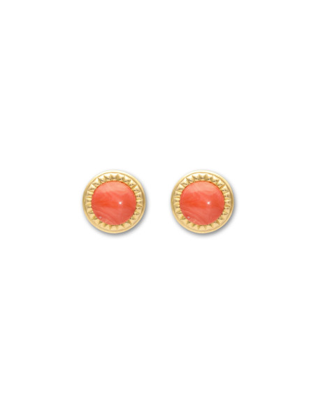 Pendientes Oro Amarillo Y Coral