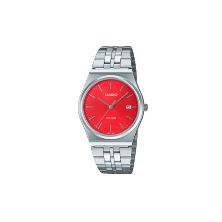 Reloj Casio Timeless MTP-B145D-4A2VEF. Género: Mujer. Material: Acero. Tamaño: De 32mm a 38mm. Correa: Acero. Color esfera: Rojo. Estilo: Casual,Clásico. Movimiento: Cuarzo. Características técnicas: Hora y segundero,Calendario