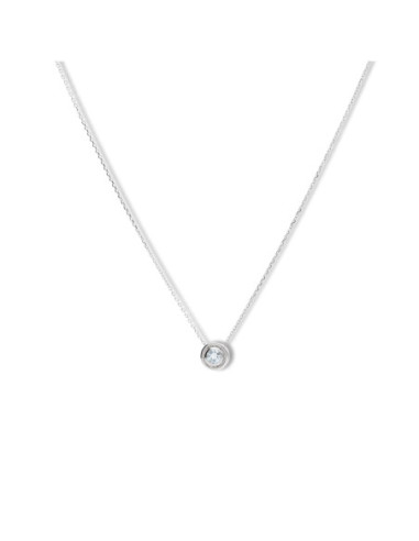 Cadena-Colgante Oro Blanco Y Aguamarina