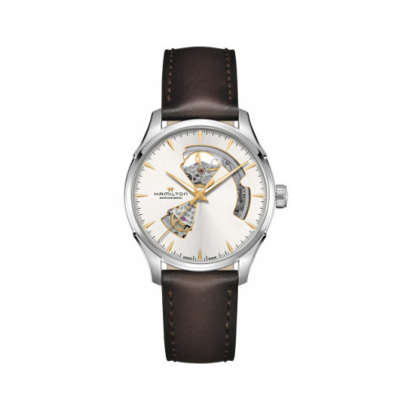 Reloj Hamilton Jazzmaster Open Heart Auto H32675551. Género: Hombre. Material: Acero. Tamaño: De 39mm a 42mm. Correa: Piel. Color esfera: Plata. Estilo: Casual. Movimiento: Automático. Características técnicas: Hora y segundero,Reserva de marcha
